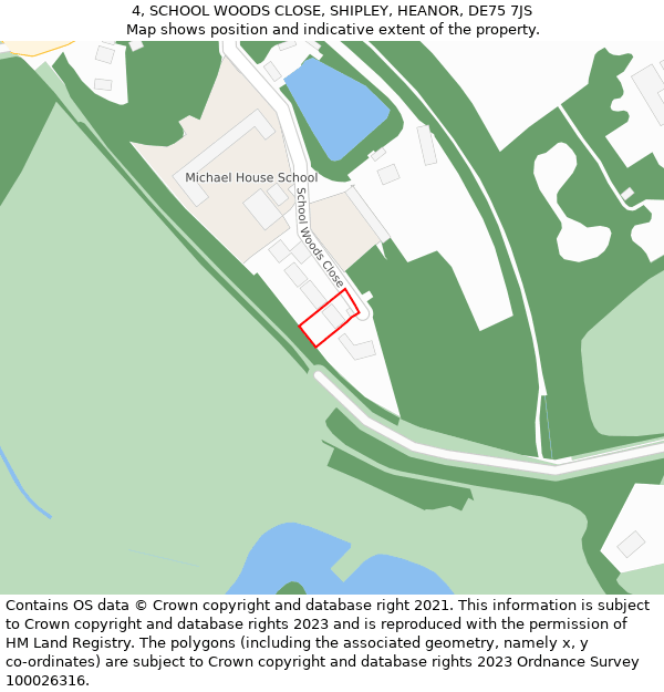 4, SCHOOL WOODS CLOSE, SHIPLEY, HEANOR, DE75 7JS: Location map and indicative extent of plot