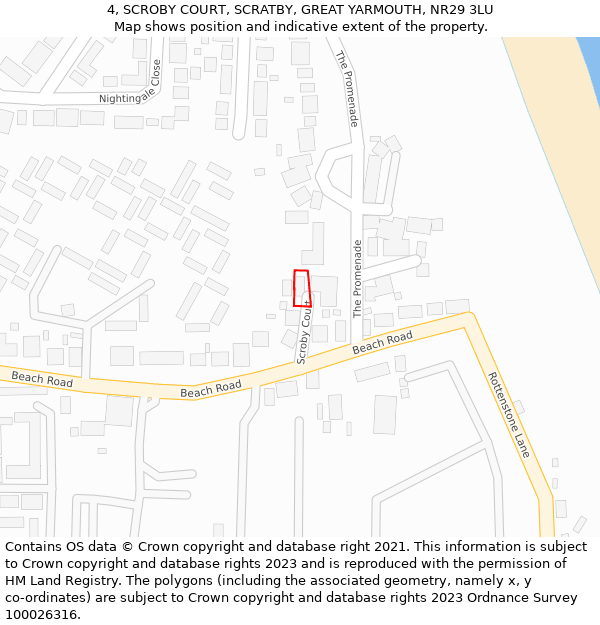 4, SCROBY COURT, SCRATBY, GREAT YARMOUTH, NR29 3LU: Location map and indicative extent of plot