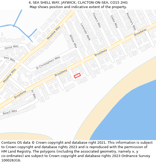 4, SEA SHELL WAY, JAYWICK, CLACTON-ON-SEA, CO15 2HG: Location map and indicative extent of plot