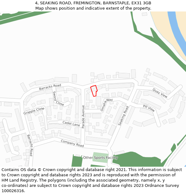 4, SEAKING ROAD, FREMINGTON, BARNSTAPLE, EX31 3GB: Location map and indicative extent of plot