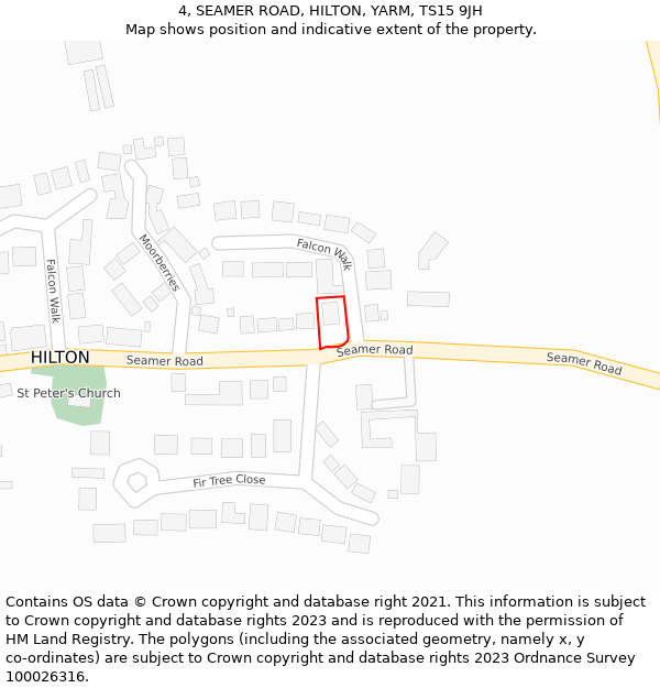 4, SEAMER ROAD, HILTON, YARM, TS15 9JH: Location map and indicative extent of plot