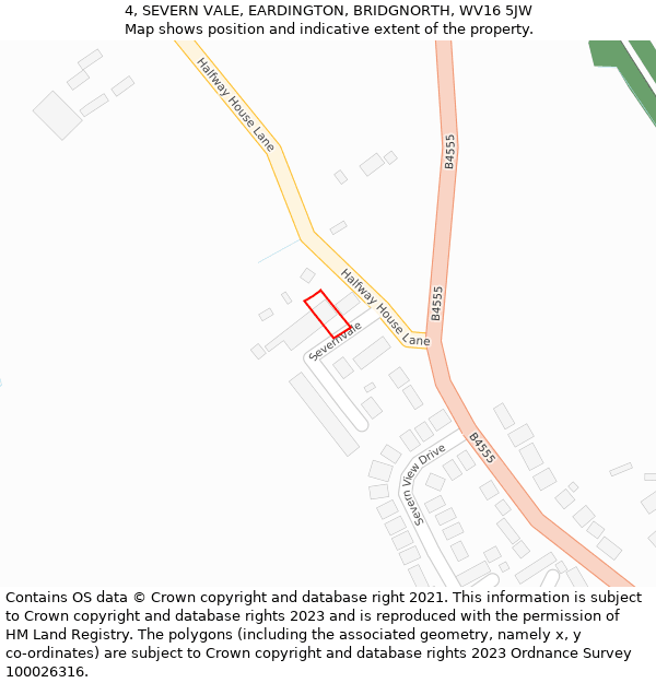 4, SEVERN VALE, EARDINGTON, BRIDGNORTH, WV16 5JW: Location map and indicative extent of plot