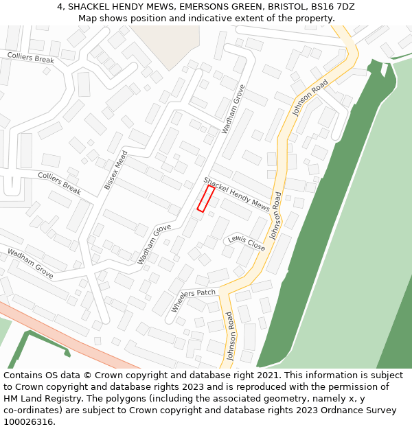 4, SHACKEL HENDY MEWS, EMERSONS GREEN, BRISTOL, BS16 7DZ: Location map and indicative extent of plot