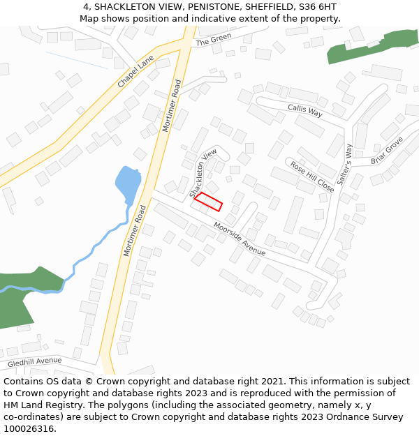 4, SHACKLETON VIEW, PENISTONE, SHEFFIELD, S36 6HT: Location map and indicative extent of plot