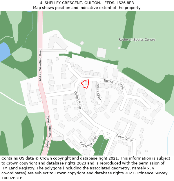 4, SHELLEY CRESCENT, OULTON, LEEDS, LS26 8ER: Location map and indicative extent of plot