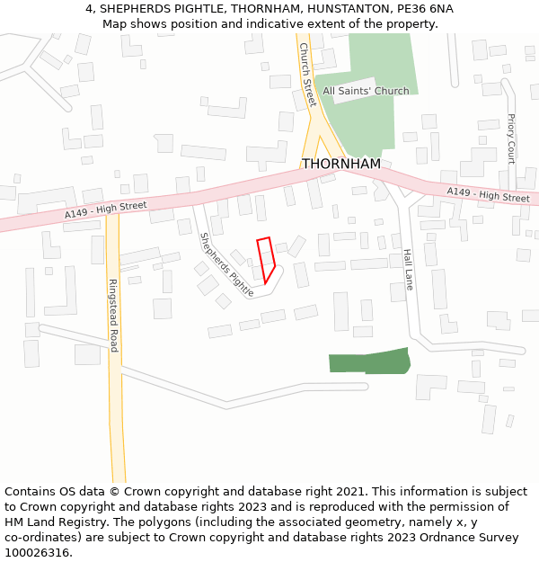 4, SHEPHERDS PIGHTLE, THORNHAM, HUNSTANTON, PE36 6NA: Location map and indicative extent of plot