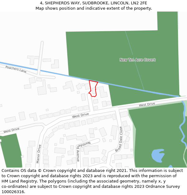 4, SHEPHERDS WAY, SUDBROOKE, LINCOLN, LN2 2FE: Location map and indicative extent of plot