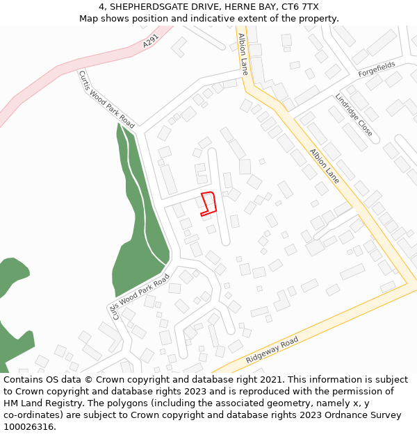 4, SHEPHERDSGATE DRIVE, HERNE BAY, CT6 7TX: Location map and indicative extent of plot