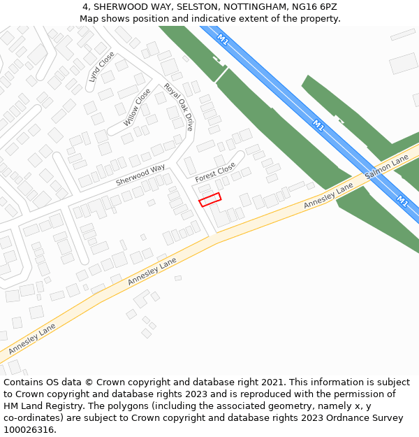 4, SHERWOOD WAY, SELSTON, NOTTINGHAM, NG16 6PZ: Location map and indicative extent of plot