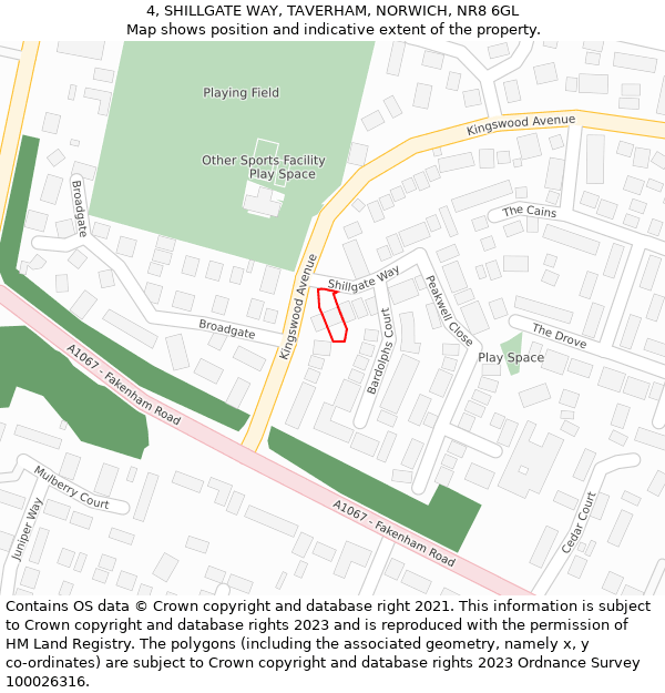 4, SHILLGATE WAY, TAVERHAM, NORWICH, NR8 6GL: Location map and indicative extent of plot