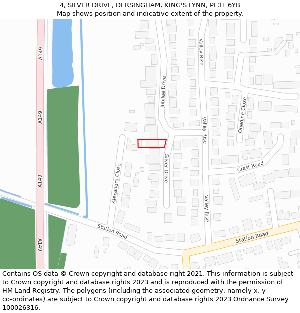 4, SILVER DRIVE, DERSINGHAM, KING'S LYNN, PE31 6YB: Location map and indicative extent of plot