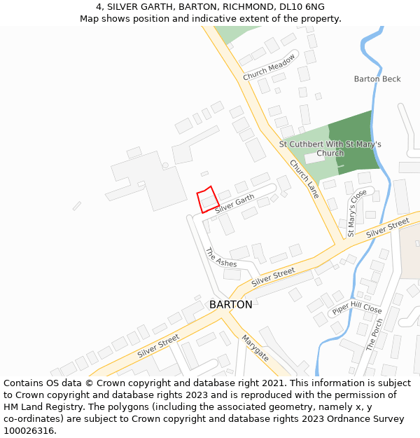 4, SILVER GARTH, BARTON, RICHMOND, DL10 6NG: Location map and indicative extent of plot