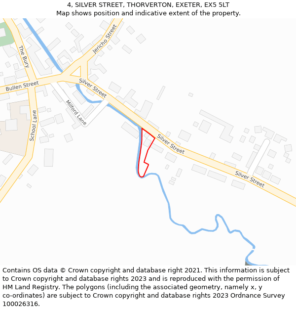 4, SILVER STREET, THORVERTON, EXETER, EX5 5LT: Location map and indicative extent of plot