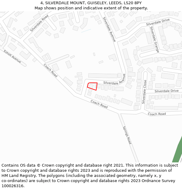 4, SILVERDALE MOUNT, GUISELEY, LEEDS, LS20 8PY: Location map and indicative extent of plot