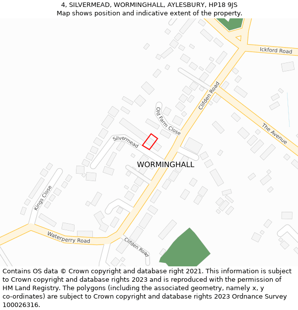 4, SILVERMEAD, WORMINGHALL, AYLESBURY, HP18 9JS: Location map and indicative extent of plot