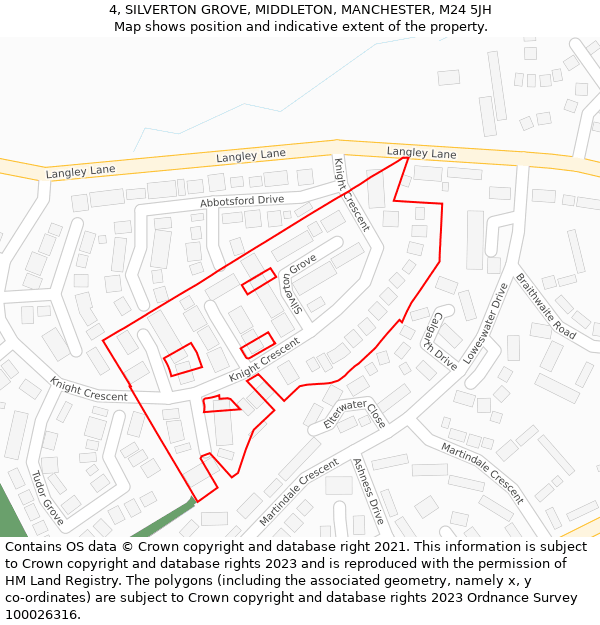 4, SILVERTON GROVE, MIDDLETON, MANCHESTER, M24 5JH: Location map and indicative extent of plot