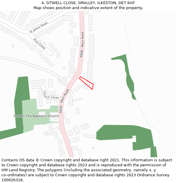 4, SITWELL CLOSE, SMALLEY, ILKESTON, DE7 6AP: Location map and indicative extent of plot