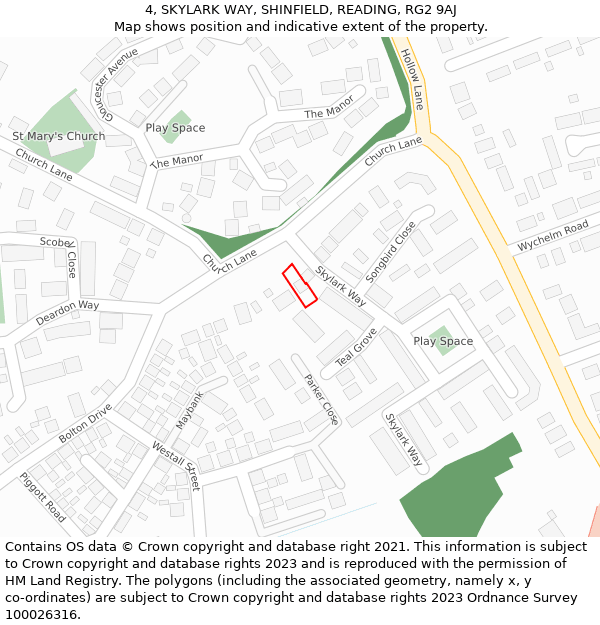 4, SKYLARK WAY, SHINFIELD, READING, RG2 9AJ: Location map and indicative extent of plot