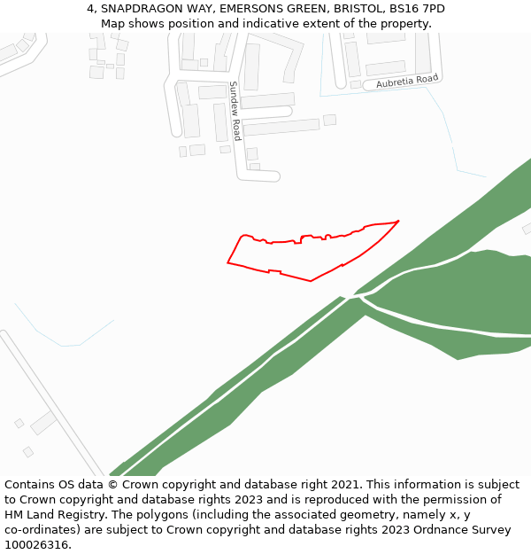 4, SNAPDRAGON WAY, EMERSONS GREEN, BRISTOL, BS16 7PD: Location map and indicative extent of plot