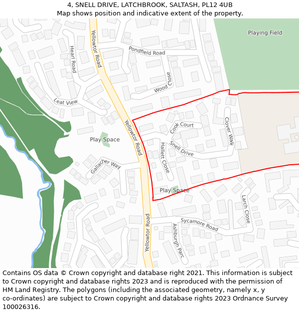 4, SNELL DRIVE, LATCHBROOK, SALTASH, PL12 4UB: Location map and indicative extent of plot