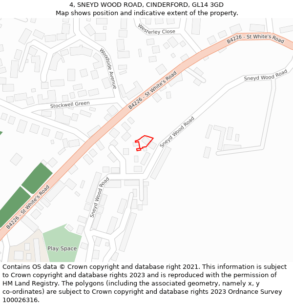 4, SNEYD WOOD ROAD, CINDERFORD, GL14 3GD: Location map and indicative extent of plot