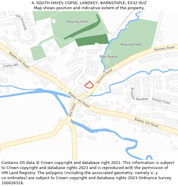 4, SOUTH HAYES COPSE, LANDKEY, BARNSTAPLE, EX32 0UZ: Location map and indicative extent of plot