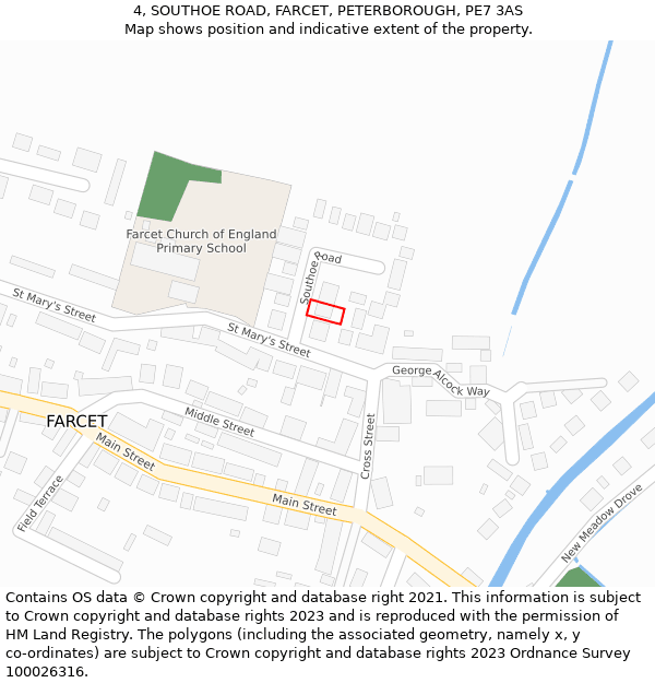 4, SOUTHOE ROAD, FARCET, PETERBOROUGH, PE7 3AS: Location map and indicative extent of plot