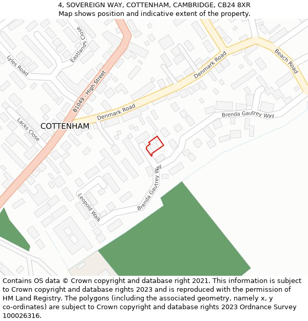4, SOVEREIGN WAY, COTTENHAM, CAMBRIDGE, CB24 8XR: Location map and indicative extent of plot