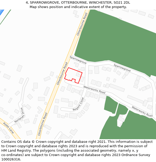 4, SPARROWGROVE, OTTERBOURNE, WINCHESTER, SO21 2DL: Location map and indicative extent of plot