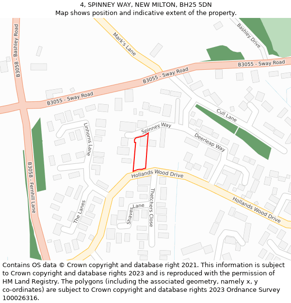 4, SPINNEY WAY, NEW MILTON, BH25 5DN: Location map and indicative extent of plot