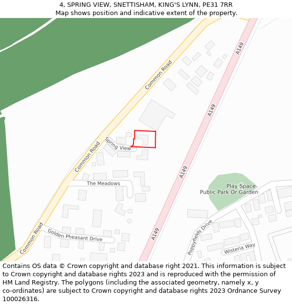 4, SPRING VIEW, SNETTISHAM, KING'S LYNN, PE31 7RR: Location map and indicative extent of plot