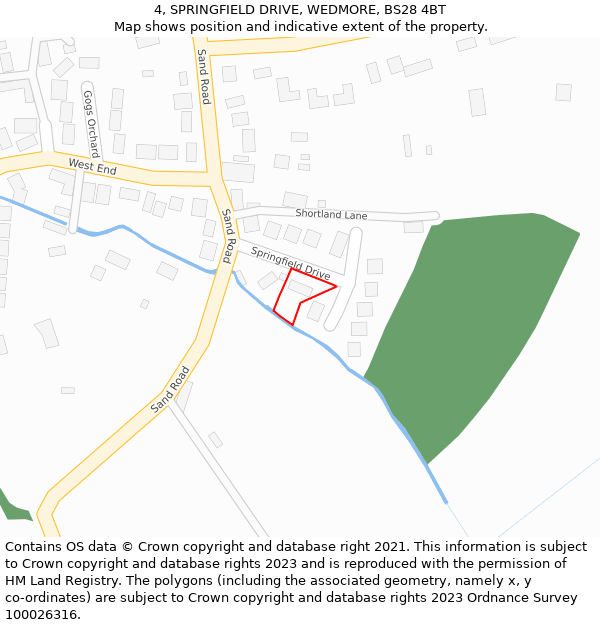 4, SPRINGFIELD DRIVE, WEDMORE, BS28 4BT: Location map and indicative extent of plot