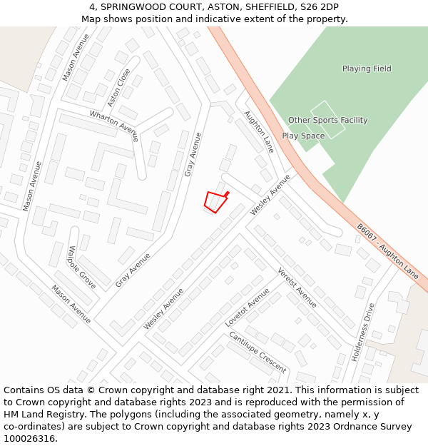 4, SPRINGWOOD COURT, ASTON, SHEFFIELD, S26 2DP: Location map and indicative extent of plot