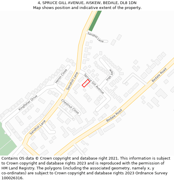 4, SPRUCE GILL AVENUE, AISKEW, BEDALE, DL8 1DN: Location map and indicative extent of plot