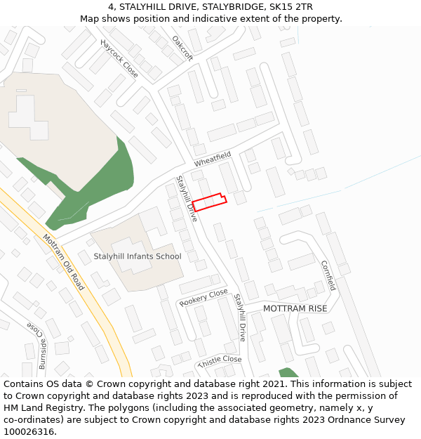 4, STALYHILL DRIVE, STALYBRIDGE, SK15 2TR: Location map and indicative extent of plot