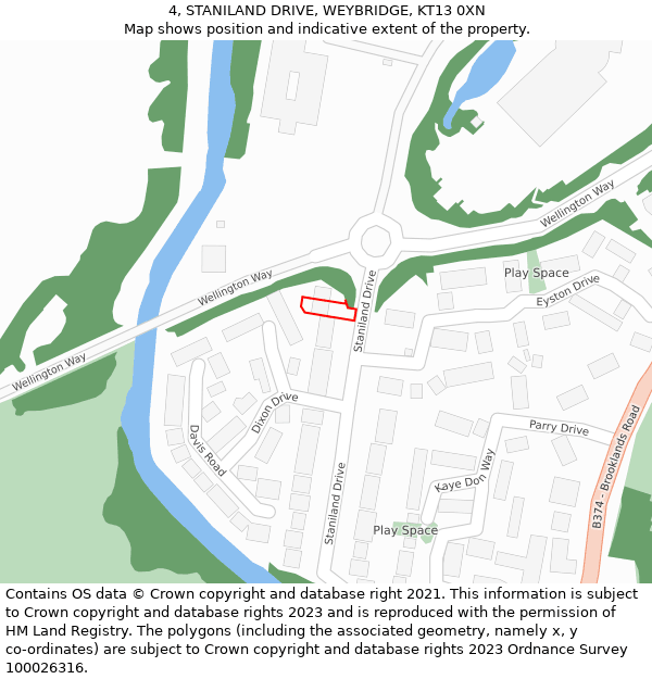 4, STANILAND DRIVE, WEYBRIDGE, KT13 0XN: Location map and indicative extent of plot