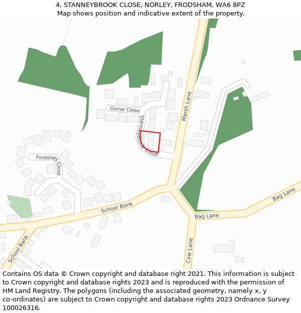 4, STANNEYBROOK CLOSE, NORLEY, FRODSHAM, WA6 8PZ: Location map and indicative extent of plot