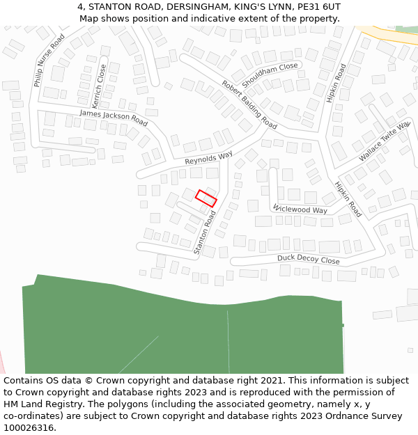 4, STANTON ROAD, DERSINGHAM, KING'S LYNN, PE31 6UT: Location map and indicative extent of plot