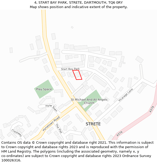 4, START BAY PARK, STRETE, DARTMOUTH, TQ6 0RY: Location map and indicative extent of plot