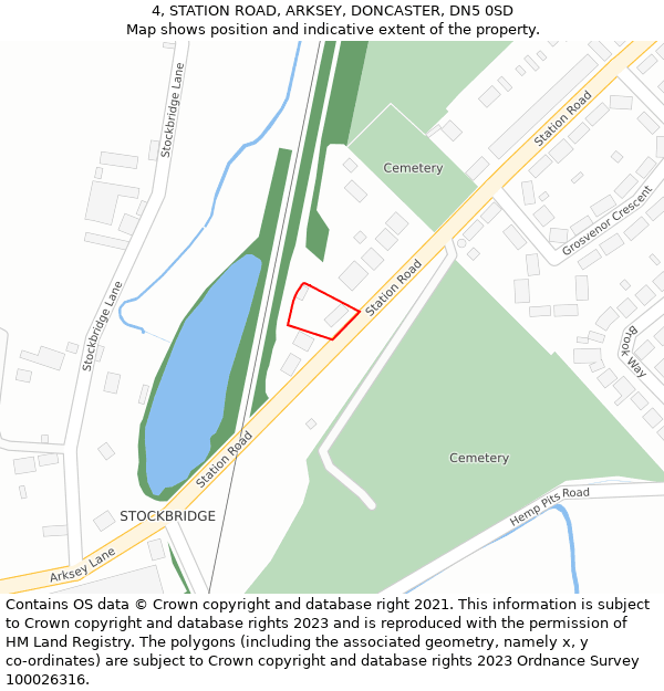 4, STATION ROAD, ARKSEY, DONCASTER, DN5 0SD: Location map and indicative extent of plot