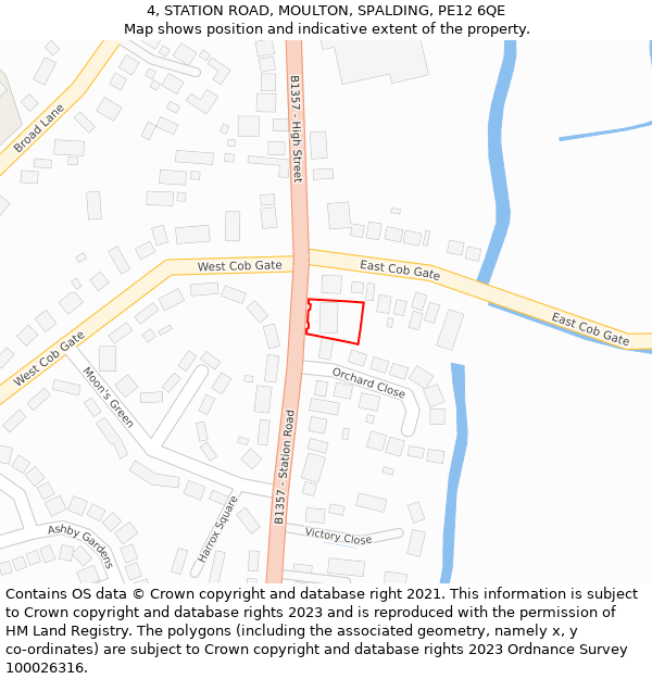 4, STATION ROAD, MOULTON, SPALDING, PE12 6QE: Location map and indicative extent of plot