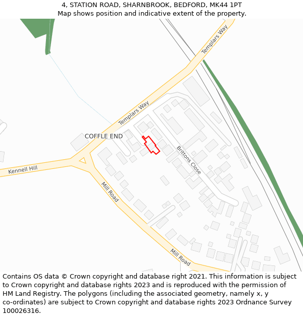 4, STATION ROAD, SHARNBROOK, BEDFORD, MK44 1PT: Location map and indicative extent of plot
