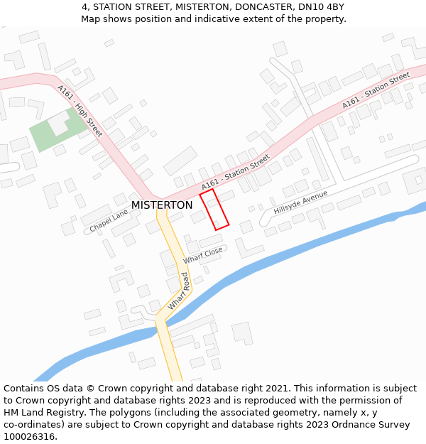 4, STATION STREET, MISTERTON, DONCASTER, DN10 4BY: Location map and indicative extent of plot