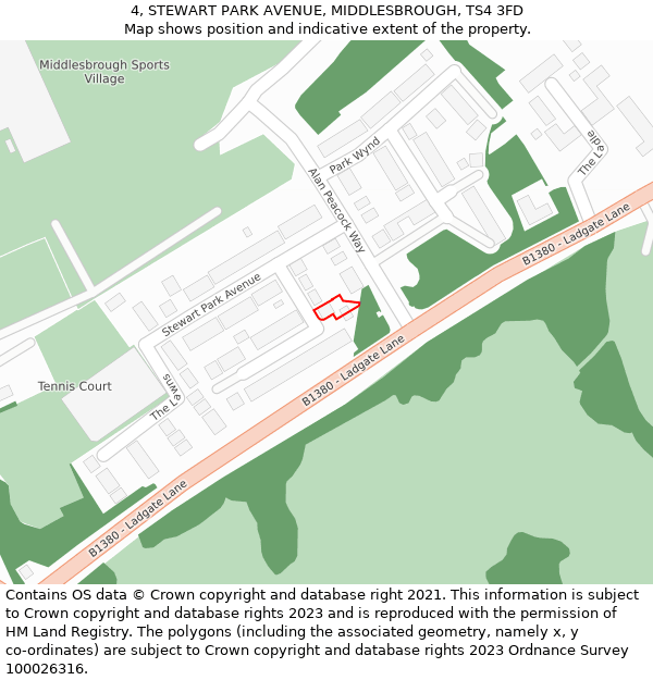 4, STEWART PARK AVENUE, MIDDLESBROUGH, TS4 3FD: Location map and indicative extent of plot