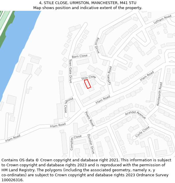 4, STILE CLOSE, URMSTON, MANCHESTER, M41 5TU: Location map and indicative extent of plot