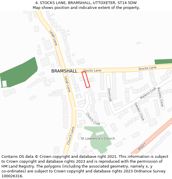 4, STOCKS LANE, BRAMSHALL, UTTOXETER, ST14 5DW: Location map and indicative extent of plot