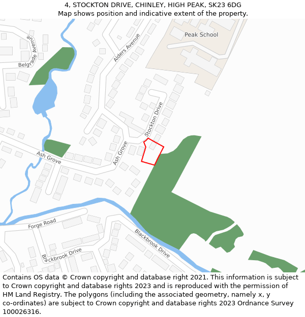 4, STOCKTON DRIVE, CHINLEY, HIGH PEAK, SK23 6DG: Location map and indicative extent of plot
