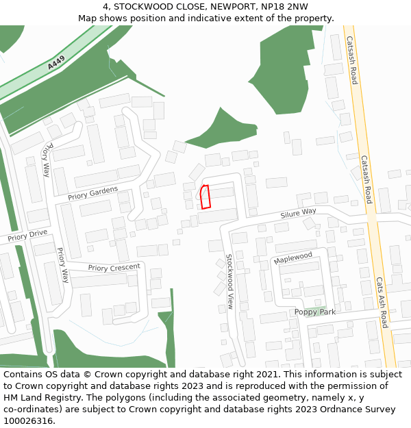 4, STOCKWOOD CLOSE, NEWPORT, NP18 2NW: Location map and indicative extent of plot