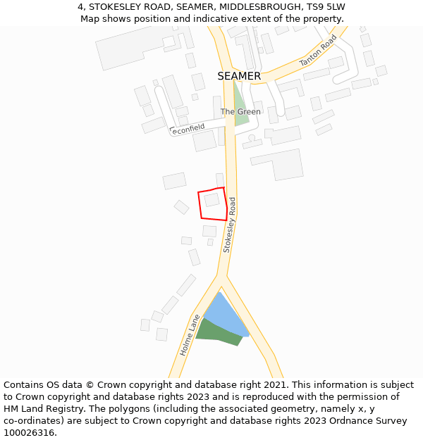 4, STOKESLEY ROAD, SEAMER, MIDDLESBROUGH, TS9 5LW: Location map and indicative extent of plot