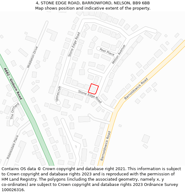 4, STONE EDGE ROAD, BARROWFORD, NELSON, BB9 6BB: Location map and indicative extent of plot